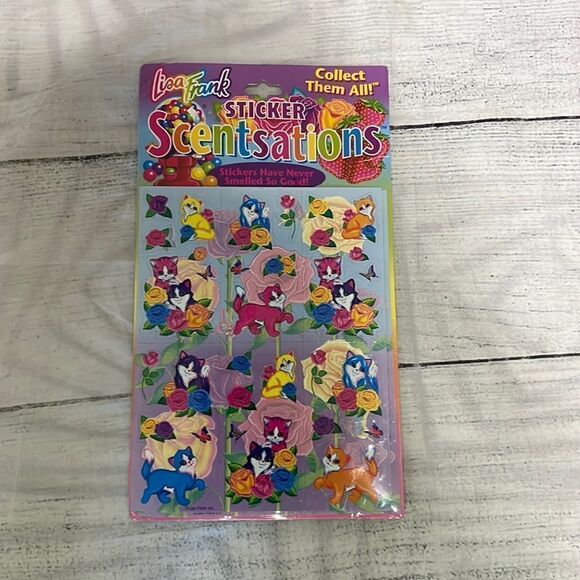 NEW Lisa Frank Sticker Scentsations 1990s Stickers Cat Roses Kitty Vintage VTG - Picture 1 of 2